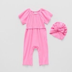 Grayson Little Baby Girls Crew Neck Short Sleeve Rib Jumpsuit